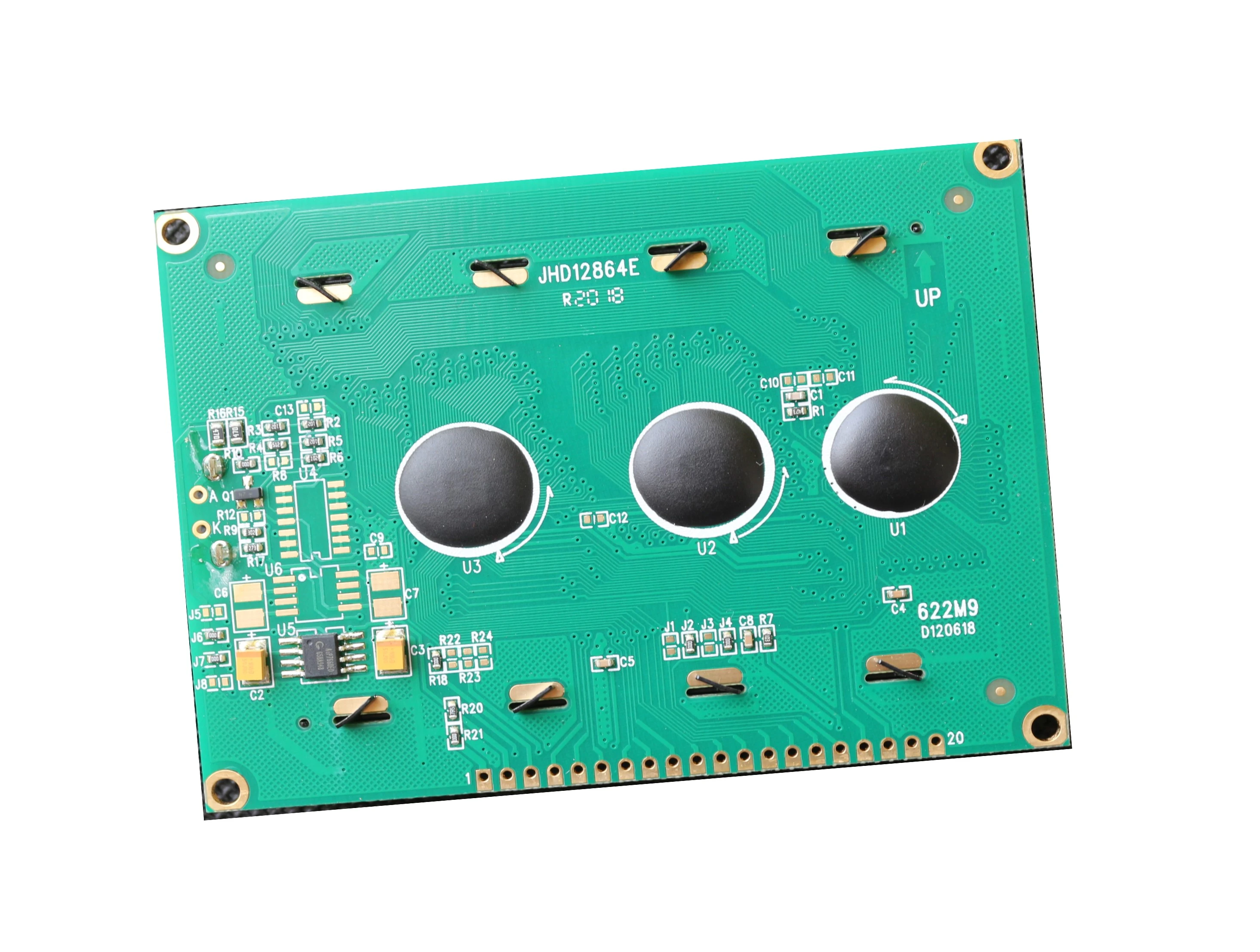 Original JHD12864e 128X64 Monochrome Graphic LCD Display Module Green